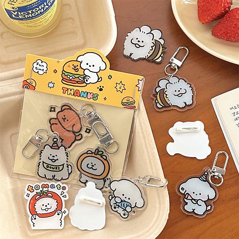 3 шт. Милая простая универсальная акриловая брошь, высококачественная брошь в виде щенка, мультяшный брелок для сумки, украшения, одежда, аксессуары, подарки