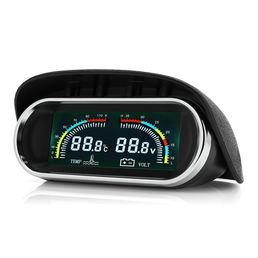 Digital LCD 2 in 1 Gauge Water Temp+Voltage Gauge Water Temperature Meter With Flashing Alarm Voltmeter For Car Truck Vehicle