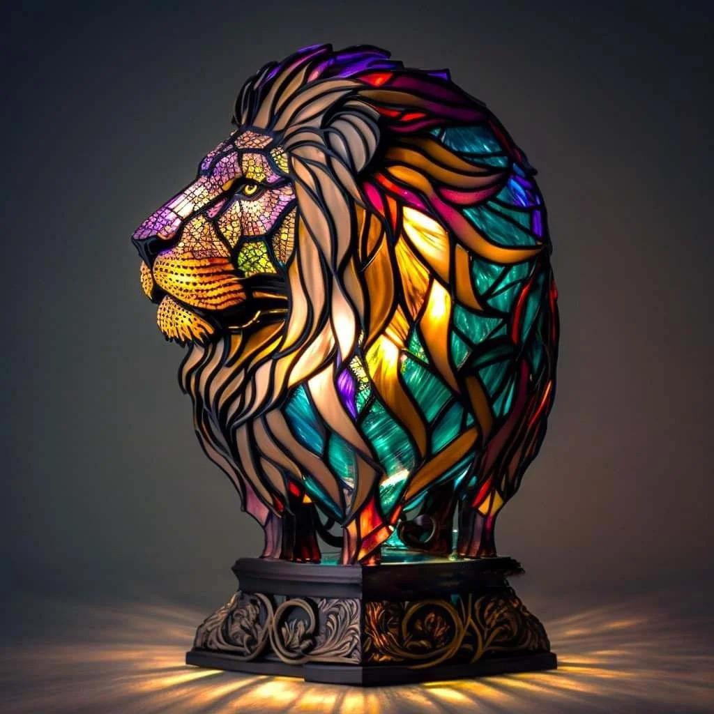 Creative Panda Dolphin Lion Leopard Dog Animal Resin Led Night Light Ornament For Desk