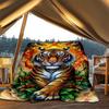 1pc Tiger Flames Design Throw Blanket Polyester Fiber, Lightweight Flannel, Soft & Warm, All Season Use for Outdoor, Camping Digital Print