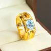 Aquamarine Oval Cut With 925 Sterling Silver Gold Plated Ring For Men's #A737 JL375659043641