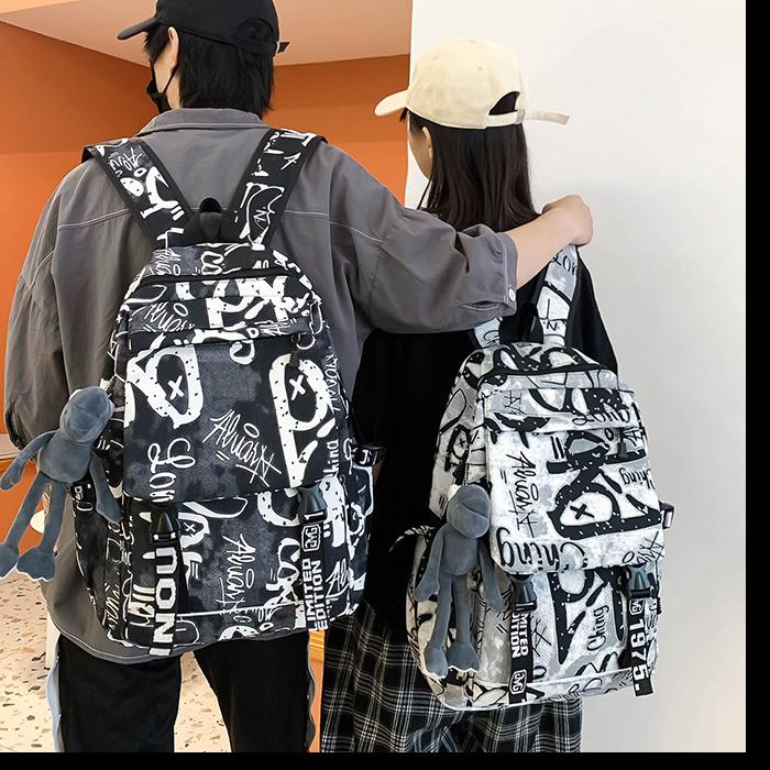 Fashion Shoulders School Bags Nylon Teenagers Backpack Breathable Girls Boy Schoolbag Large Capacity Graffiti Bookbags