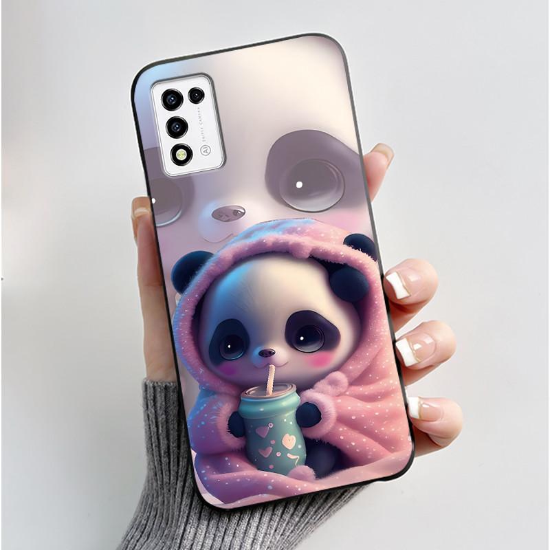 For ZTE Libero 5G III,  A202ZT Soft Silicone Black Case For ZTE Libero 5G II, A103ZT Popular Pattern Panda Shockproof Shell