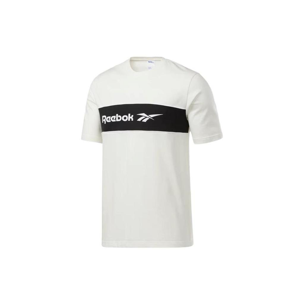Reebok Повседневная ретро футболка с принтом букв, короткий рукав, мужские топы, цвет вне белого, черный FK2716