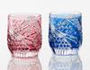 Kagami Crystal KAGAMI Pair of Rock Glasses Red and 330ml "Sakura Style" Blue, TPS753-2996-AB,