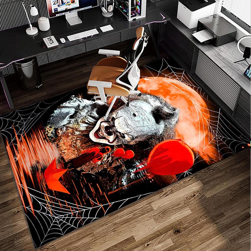Scary Clown Horror Office Rug Chair Mat, Game Carpet, Suitable for Front Door, Bedroom, Living Room, Desk, Holiday Gift