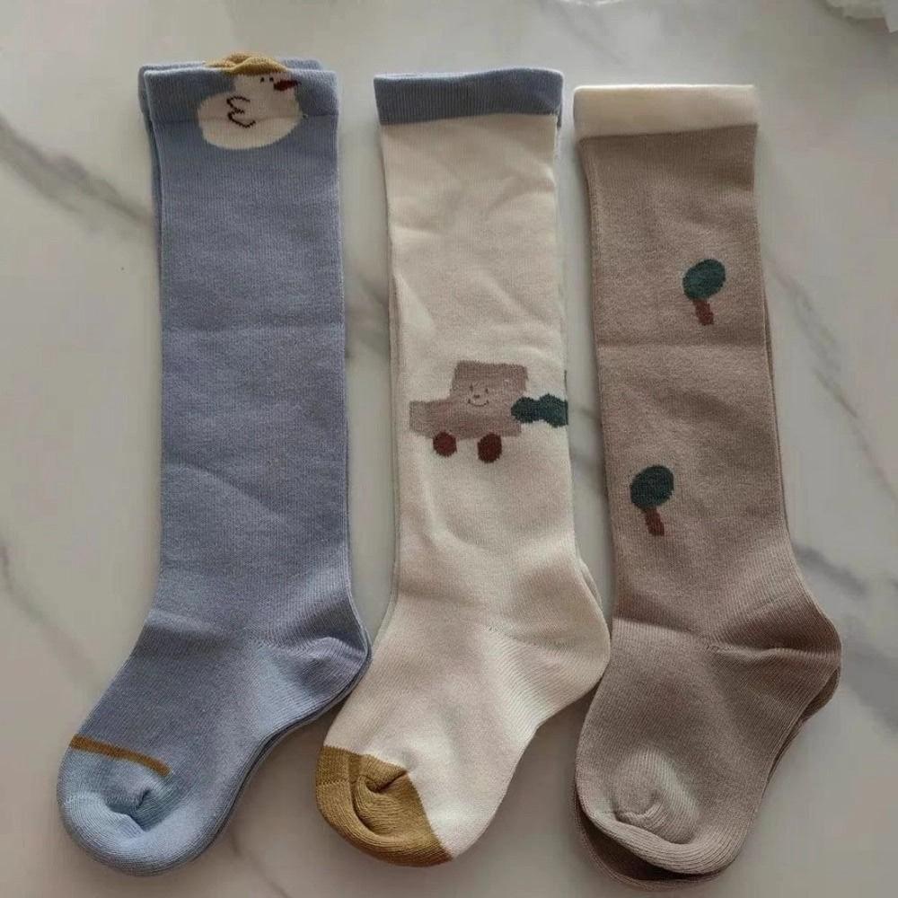 3Pairs Flower Toddle Cotton Stockings Strawberry Cartoon Above Knee Socks Calf Socks Baby  Newborn