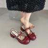 Fashion Summer Women Sandals Fashion Butterfly-knot High Heeled Roman Sandals 2025 New French Singbacks Mary Jane Sandalias De Mujer