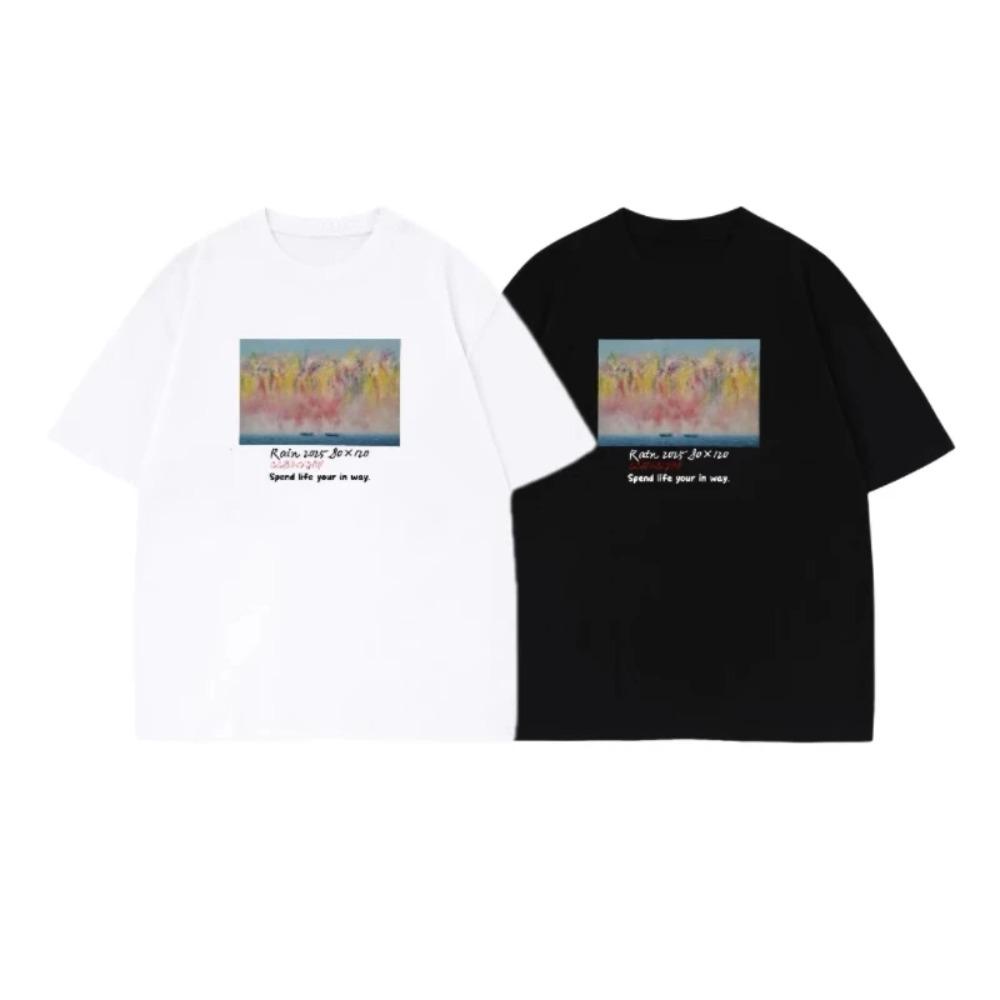 New Casual Fashion Trend Men's and Women's Loose Fashion Trend Cotton Printed Short Sleeve T-shirt