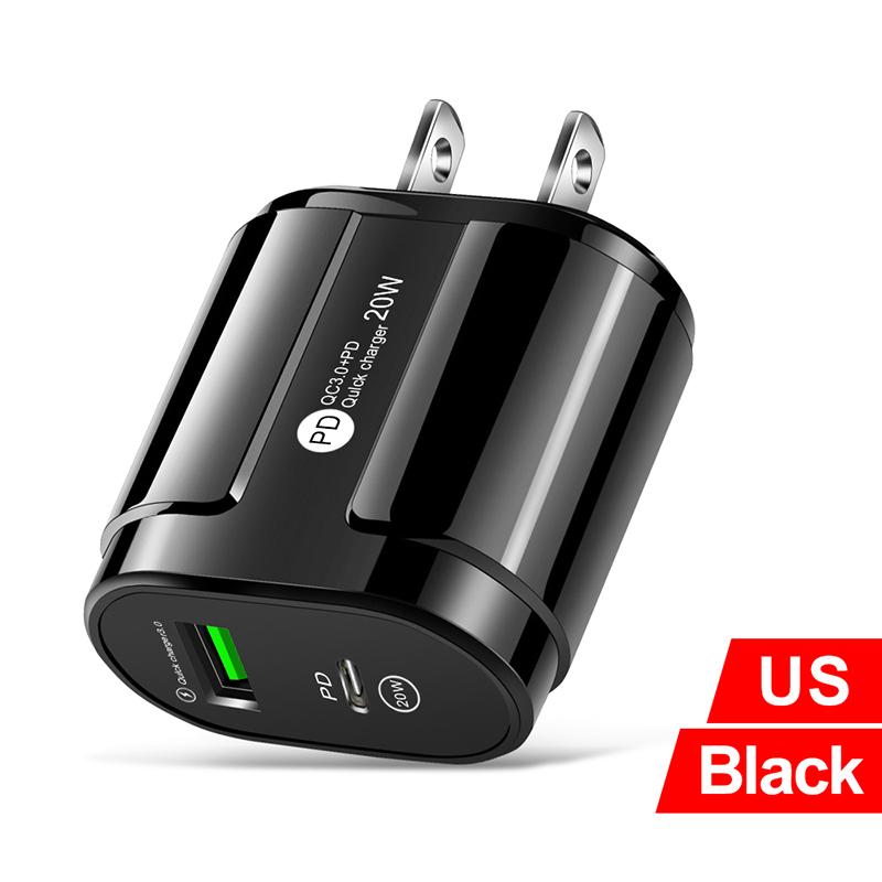 20W Dual USB Charger EU US Plug Wall Charging Type C PD Mobile Phone Charger For iPhone12 11 Samsung Xiaomi Power Supply Adapter