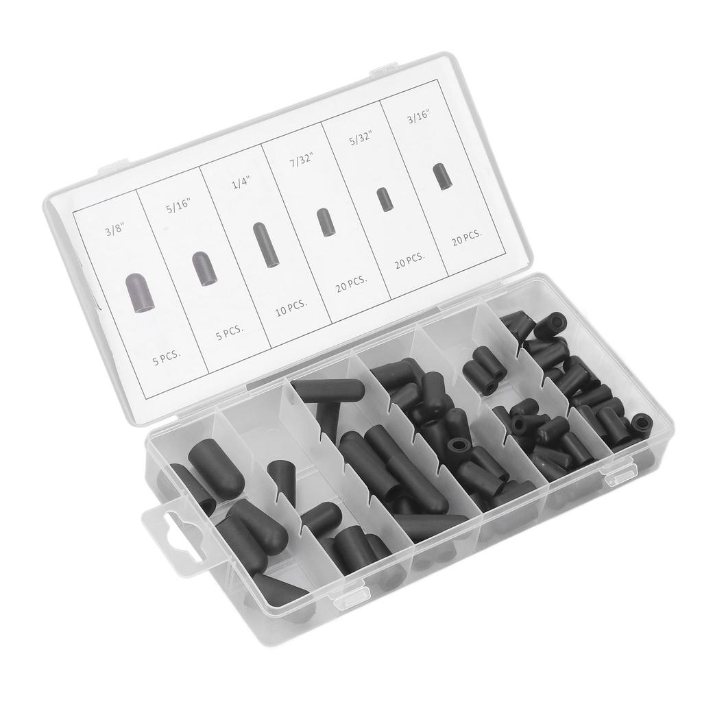 Набор из 80 шт. вакуумных заглушек для шляп, резиновые, термостойкие, герметичные, вакуумные заглушки от 5/32 дюйма до 3/8 дюйма, черные