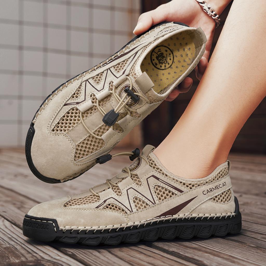 Летние мужские сандалии Сандалии для улицы из сетки Мягкие мужские сандалии Шлепанцы Сандалии ручной работы Римские тапочки для улицы