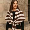 Plush Striped Scarf Cashmere Winter Shawl Retro Knitted Triangle Scarf  Student