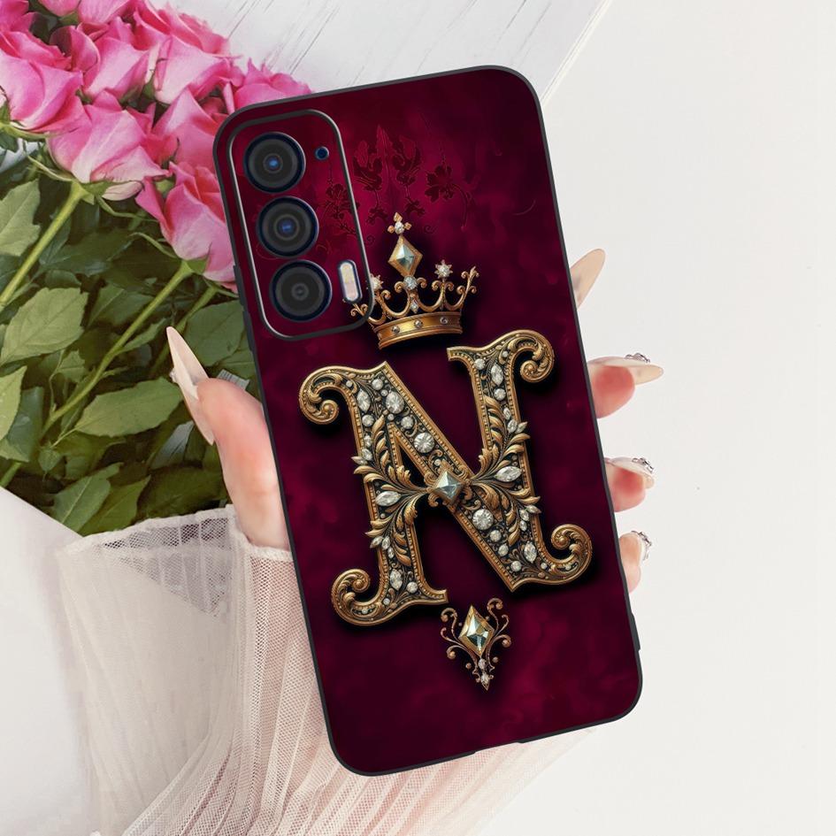 For Motorola Edge 2021 Case XT2141-1 Fashion Initial Letters Crown Soft Silicone Back Protective Cover For Moto Edge 2021 Bumper