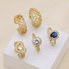 Personality Light Luxury Exaggeration Hollow Network Pattern Full Of Zircon Heart-Shaped Love Peach Heart Open Ring Ring