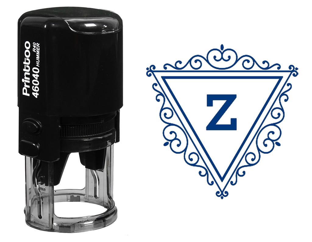 Printtoo Triangle Swirl Border Z Alphabet Monogram Initial Self Inking Rubber Stamp R-40 Office