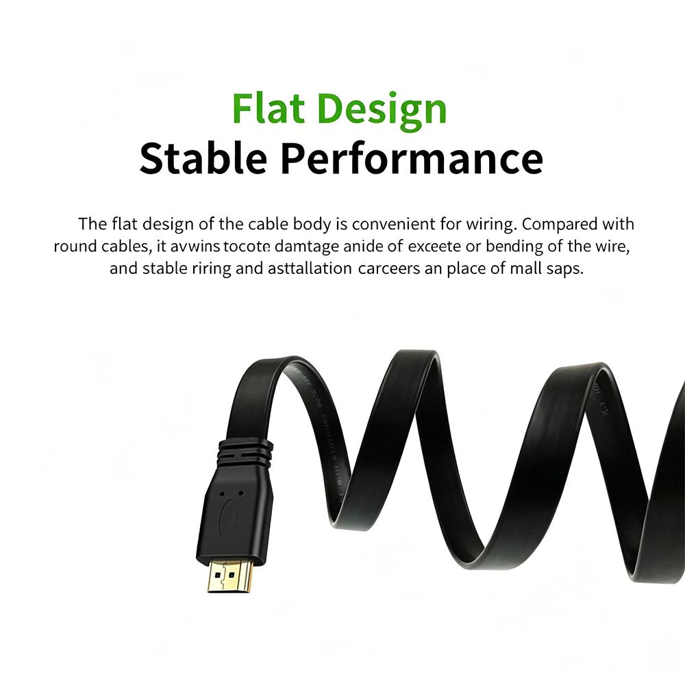 High Quality HDMI-Compatible Cable 30cm Full HD Male to Male Flat Cord Support 3D Audio Video Sync for HDTV TV Monitor Projector