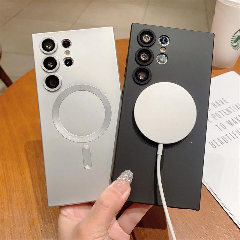 Роскошный магнитный чехол Magsafe для Samsung Galaxy S24 S23 S22 Ultra Plus S21 S20 FE Note 20 Мягкий чехол из ТПУ