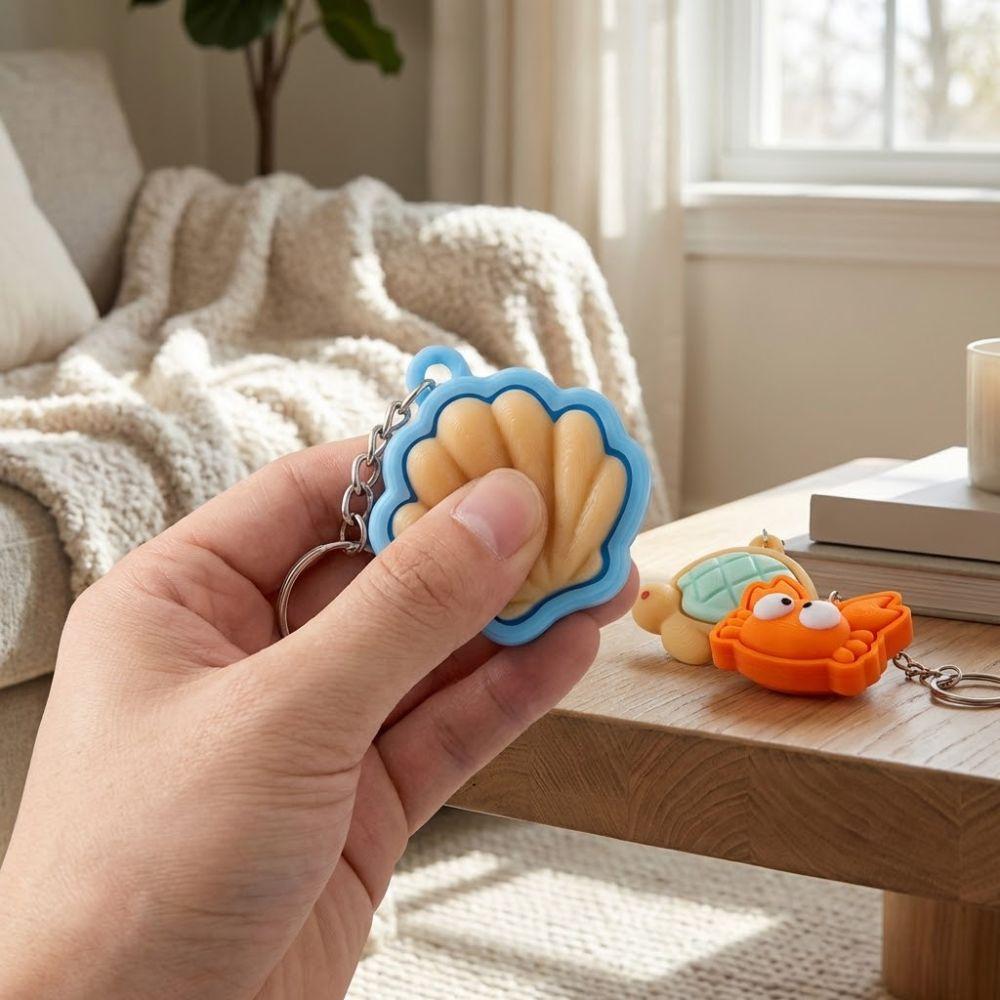 Cute Animal 3D Printed Keychain Mini Button Clicker Keyring Fidget Sensory Toy  Gift Giving