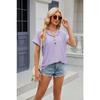 Летняя женская футболка, новая однотонная свободная футболка с короткими рукавами и пуговицами, топ