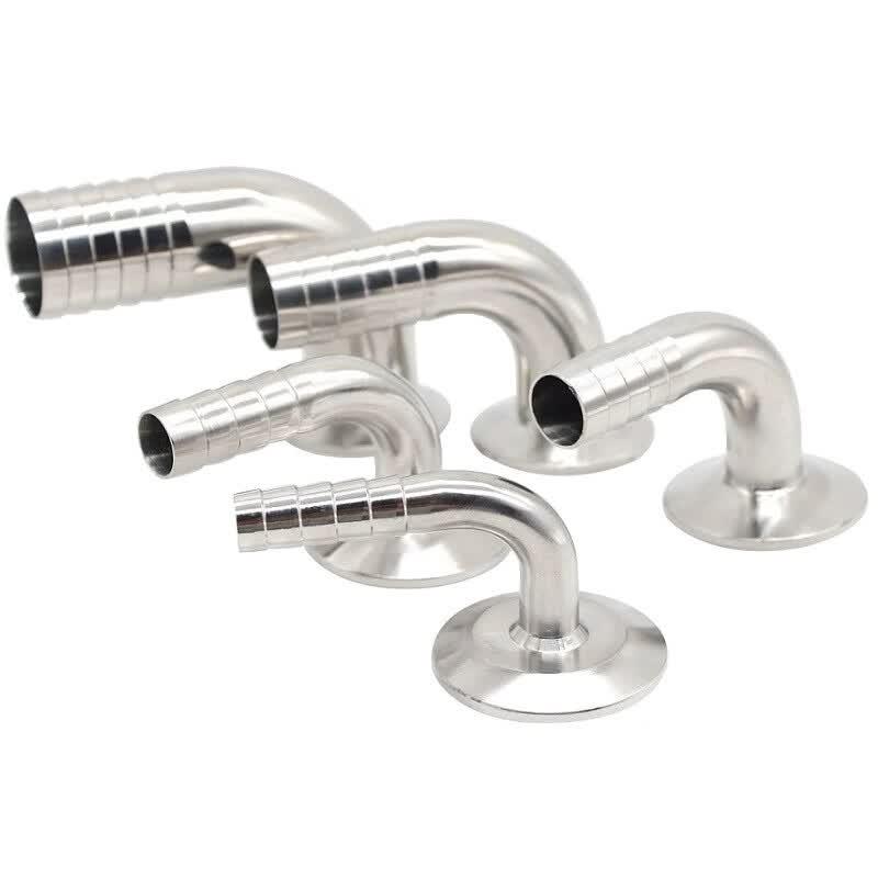 Stainless Steel Sanitary 90-Degree Quick-Connect Hose Elbow