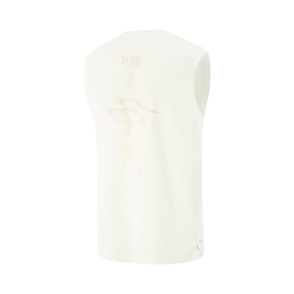 Li Ning Bad Five Letter Круглый вырез Удобный Дышащий Универсальный Жилет без рукавов Мужские топы Молочно-белый AVSV177-1