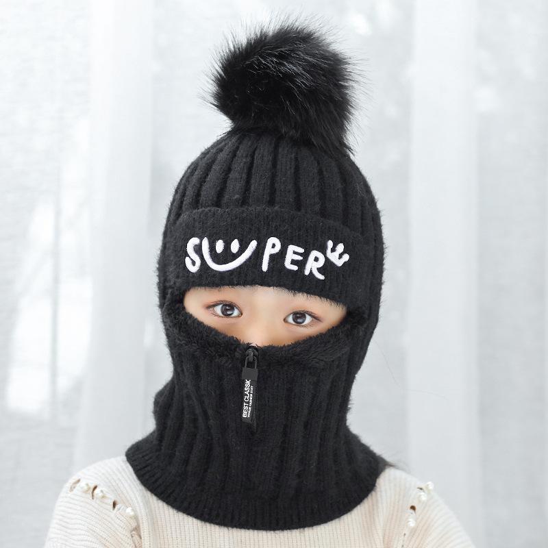 Вязаная шапка, шарф, Балаклава, детская теплая зимняя шапочка с черепами