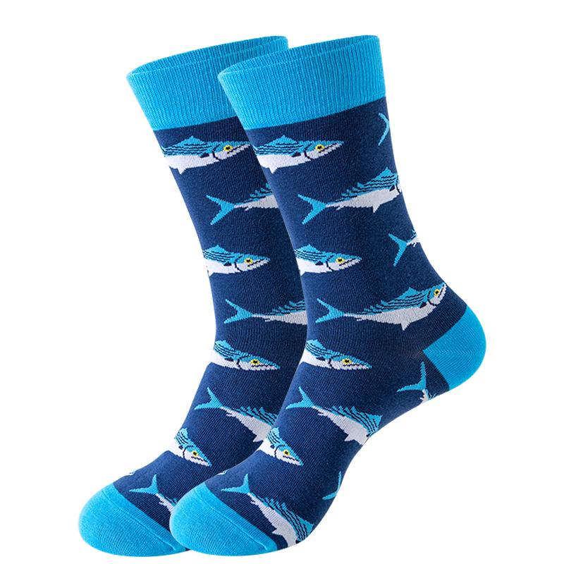 Новые модные мужские носки японские носки Harajuku Happy Cartoon Socks носки с морским коньком, крабом, креветкой, коралловыми носками, трендовые мужские чулки, забавные носки