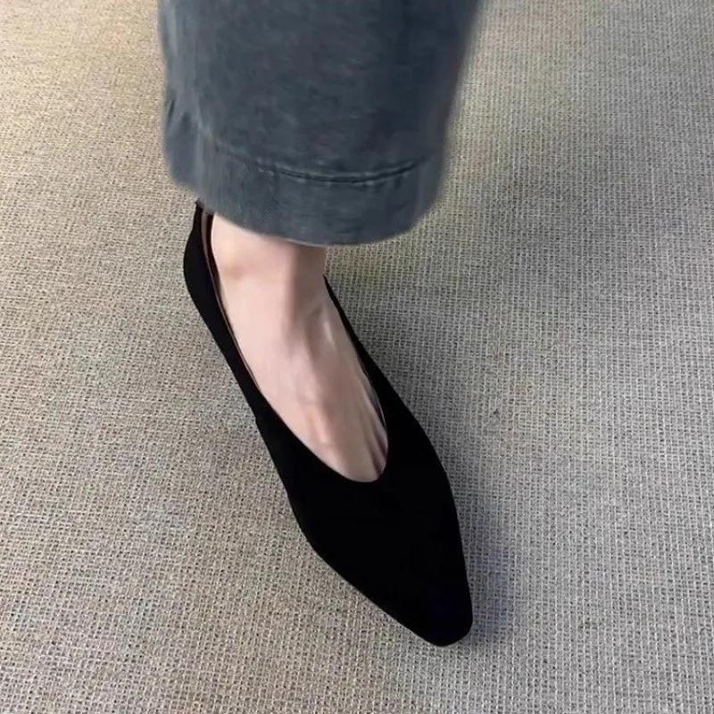 Fashion Women Pointed Toe Shoes 2024 Autumn Stylish and Simple Women's Pumps Casual and Fashion Female Shallow Mouth Square Heel Shoes