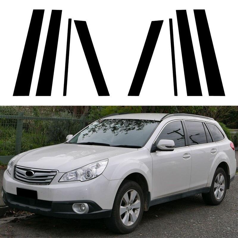 8 шт., стойки для окон и дверей автомобиля, накладка, наклейка для Subaru Outback 2010 2011 2012 2013 2014, глянцевая черная внешняя часть