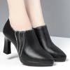 Fashion Comfortable Pointed Toe Deep Mouth Soft Leather Shoes Women's Pumps 2024 Fall Block High Heels For Office Model Mom Elegant