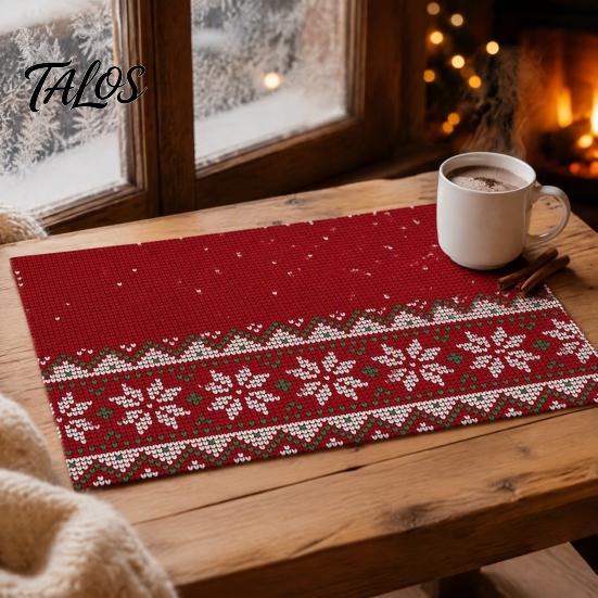 Многоразовые праздничные салфетки под тарелки 12,6" x 17,7" Рождественские подставки под тарелки, Моющиеся подставки для кухни, Декоративные фото-аксессуары для обеденного стола, Термостойкие