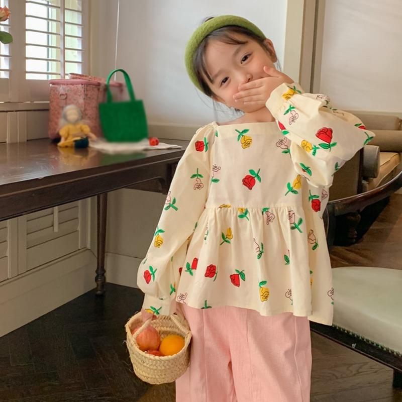 Детская рубашка с квадратным вырезом и длинными рукавами для девочек, базовый топ с пышными рукавами и пуловером