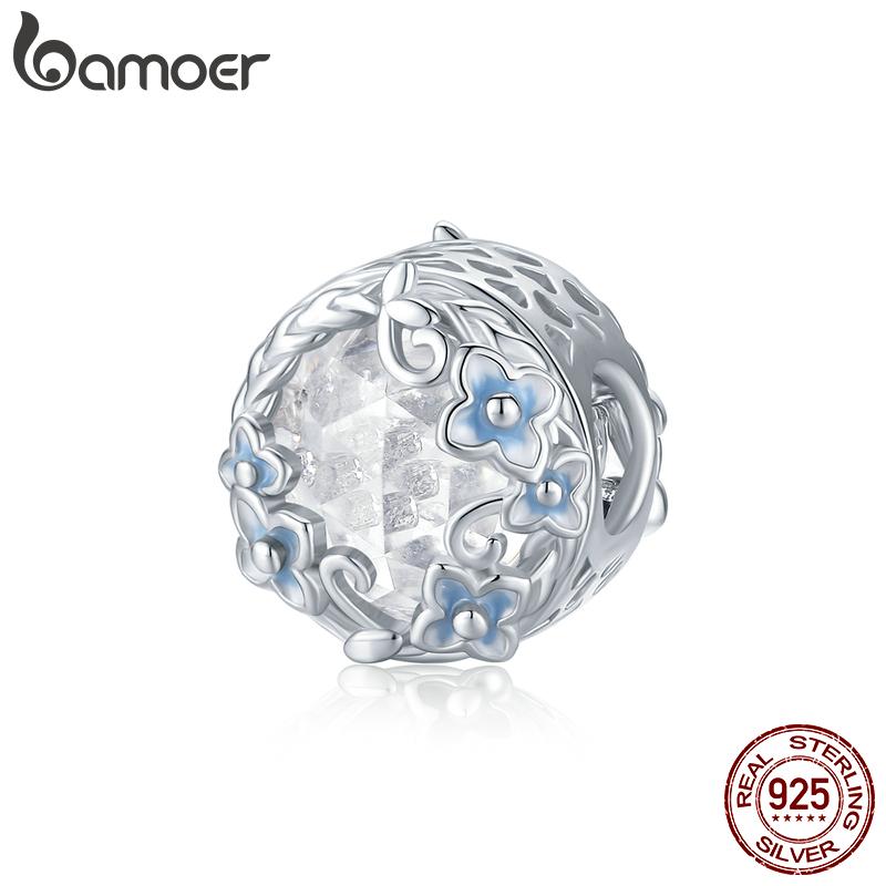 BAMOER из стерлингового серебра 925 пробы, секретные садовые стеклянные бусины с гортензиями для оригинальных браслетов и ожерелья диаметром 3 мм