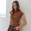 Складки Ребристый Воротник-стойка Короткий рукав Вязаный Ze08qk023na