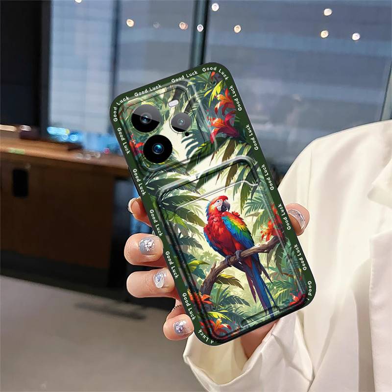 Durable Silicone Phone Case For Realme GT7 Pro Card Slot Full Wrap Cartoon Fashion Design Anti-dust Dirt-resistant Cute