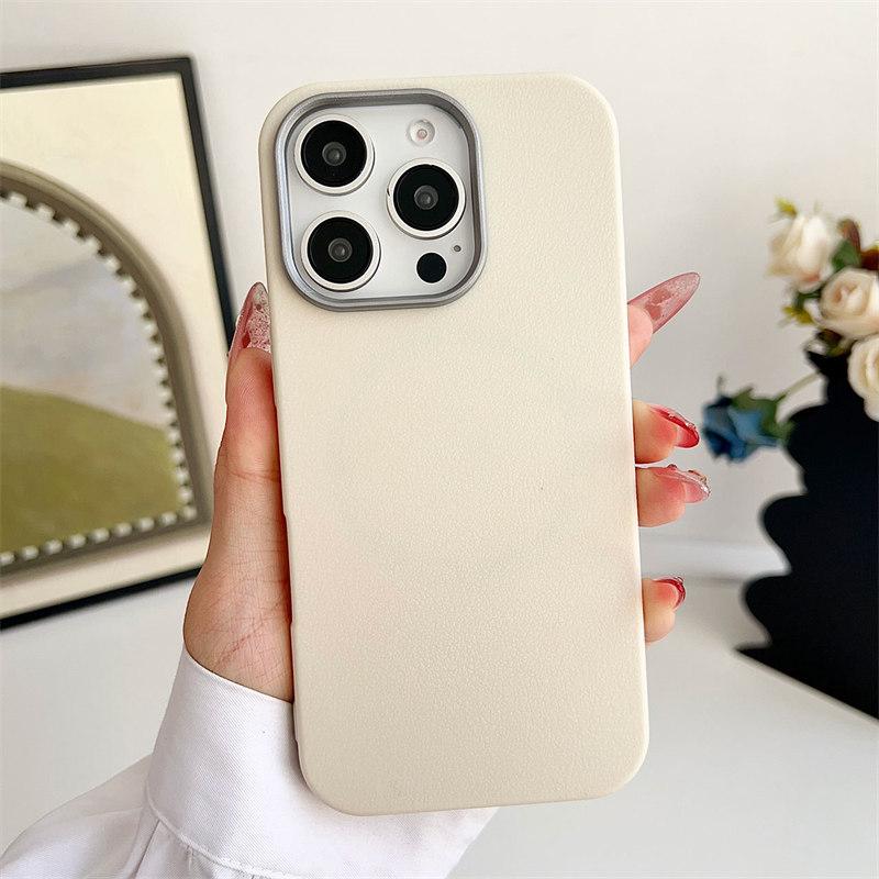 TPU Soft Matte Magnetic Housing iPhone 16 Pro Max 15 Plus 14 Pro 13 12 11 Solid Color Leather Texture Shock Proof Case