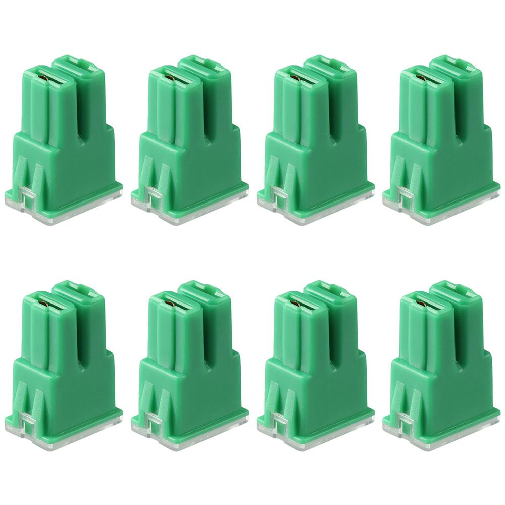 8Pcs Plastic Automotive Cartridge Fuse Green Car Fuse Female Slow Blow Fuse Construction Vehicles