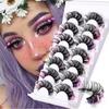 7 Pairs Bat Colorful Eyelashes Dramatic Colored False Eyelashes  Women