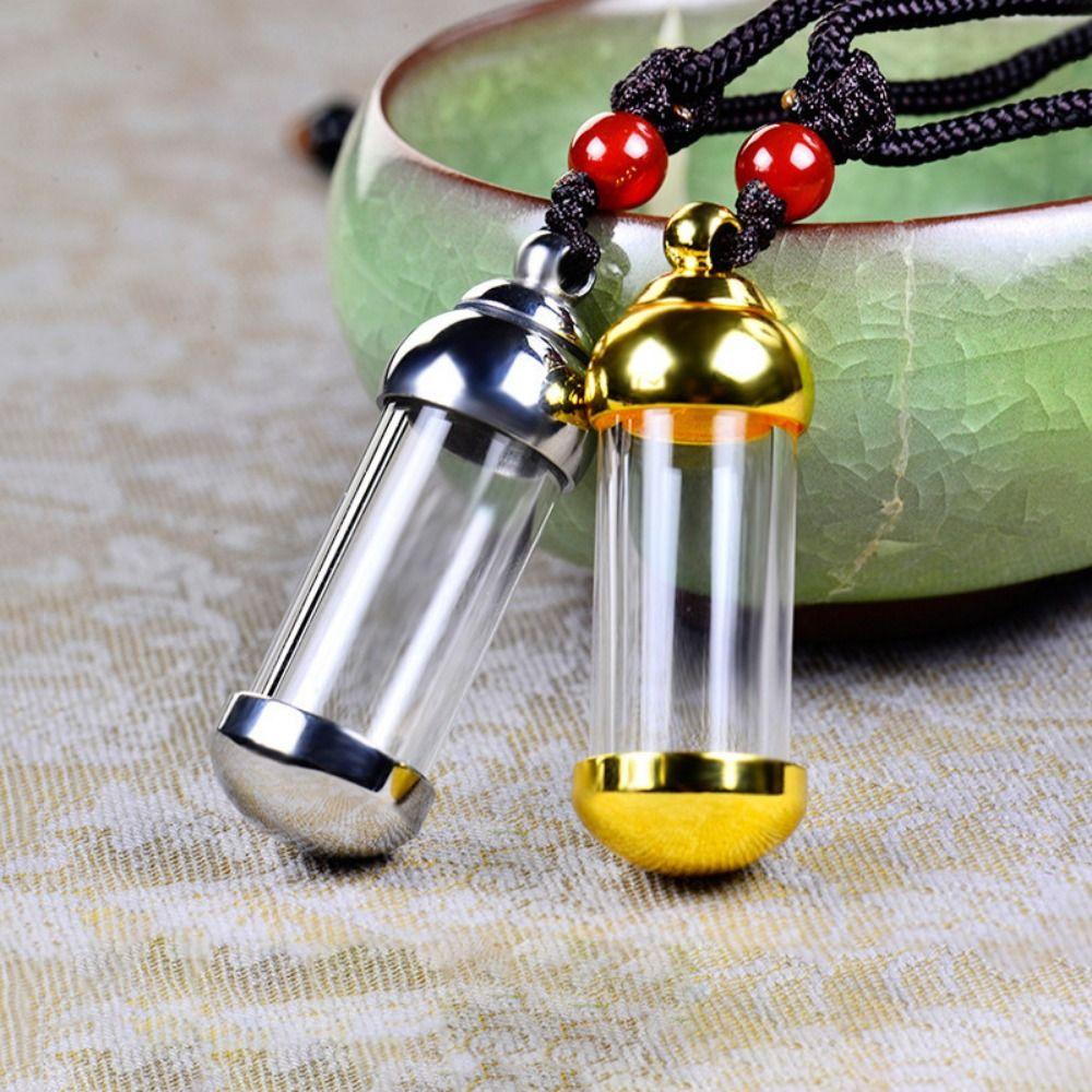 Glass Perfume Jars Cremation Pet Openable Glass Wishing Bottle Memorial Ash Bottle Vial Necklace