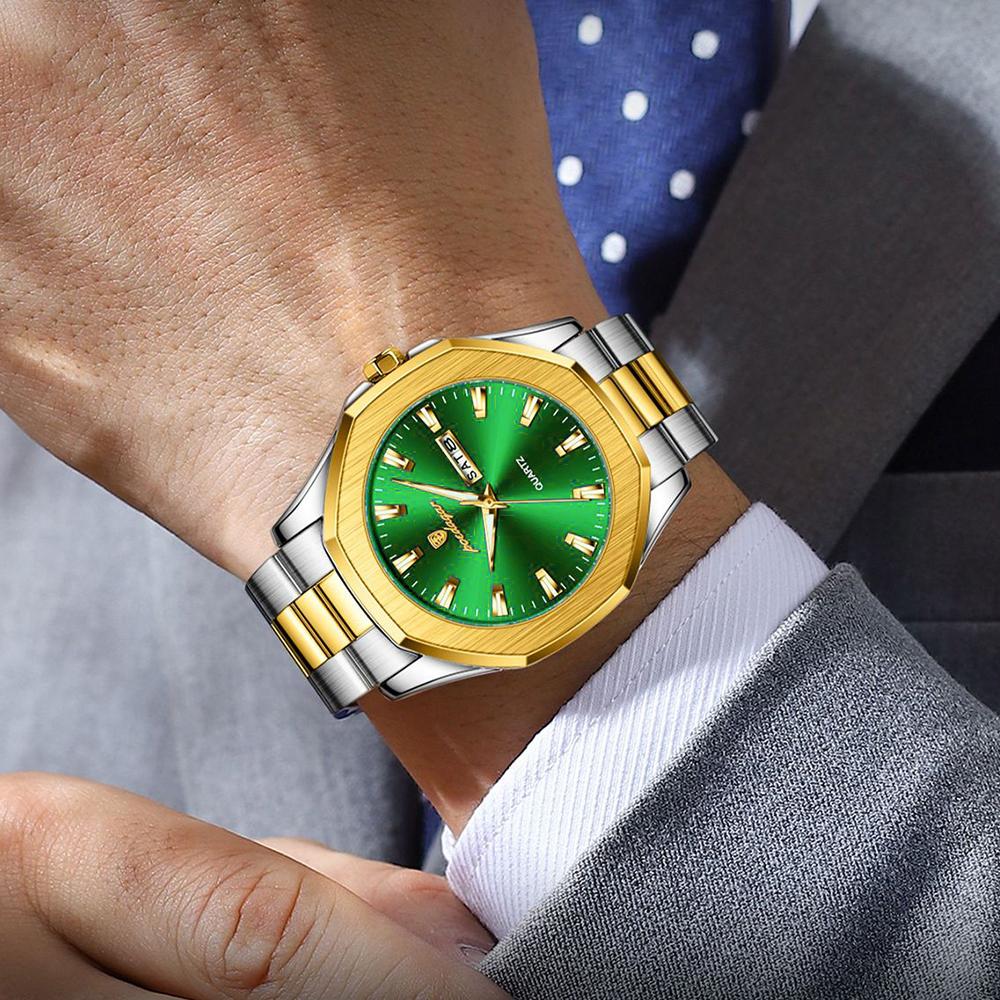 POEDAGAR Luxury Men Wristwatch Waterproof Luminous Week Date Original Man Watch Stainless Steel Sport Quartz Men's Watches