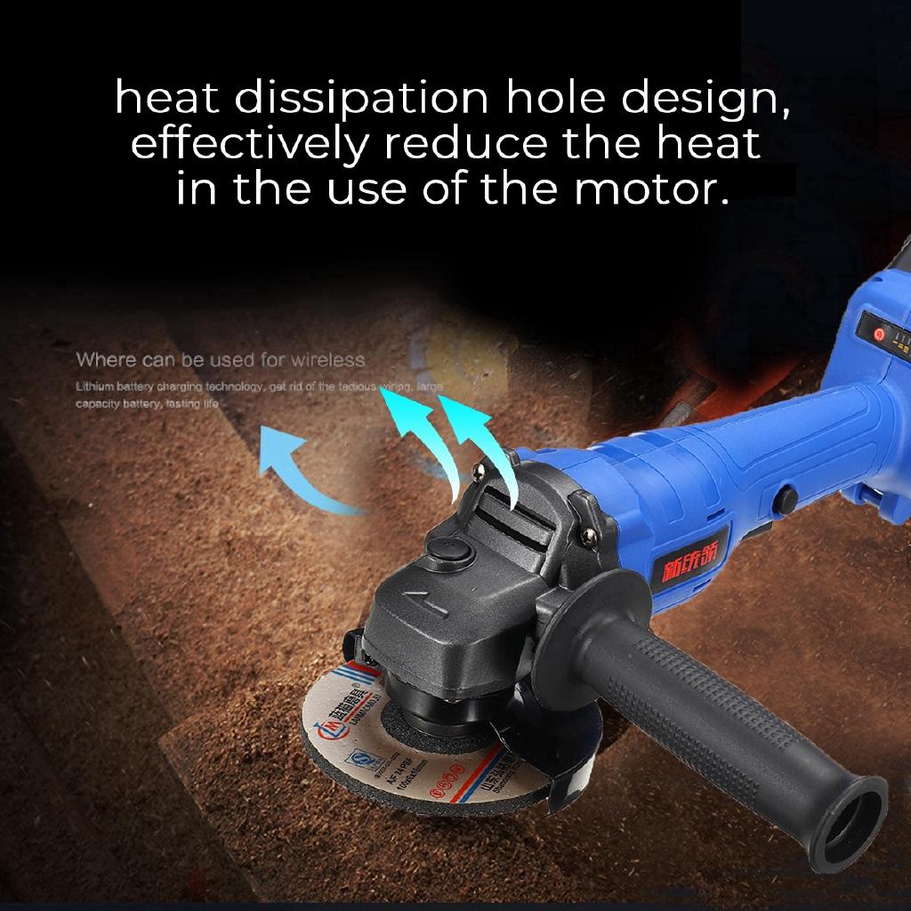 9000RPM Brushless Cordless Electric Angle Grinder Polishing Machine Angle Grinder Cutting Tool Black