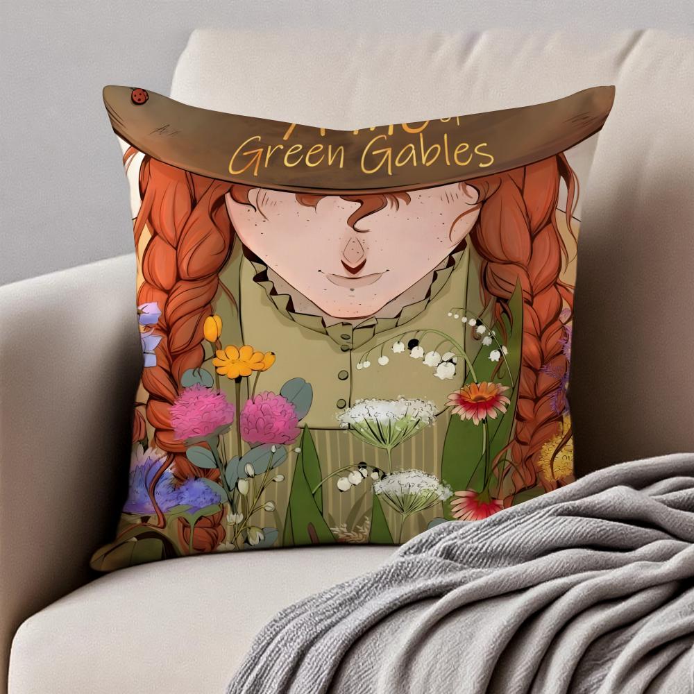 Wholesome Imaginative AAnne Of Green Gables Cushion Cover Pillowcase Antidustmite Invisible Zipper Short Plush Sofa Cushion