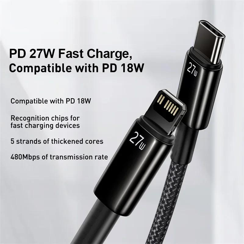 Для Apple PD 27W USB C зарядный кабель для iPhone 14 13 12 11 Pro Max Mini X XS XR 7 8 Plus быстрая зарядка кабель Type C аксессуары