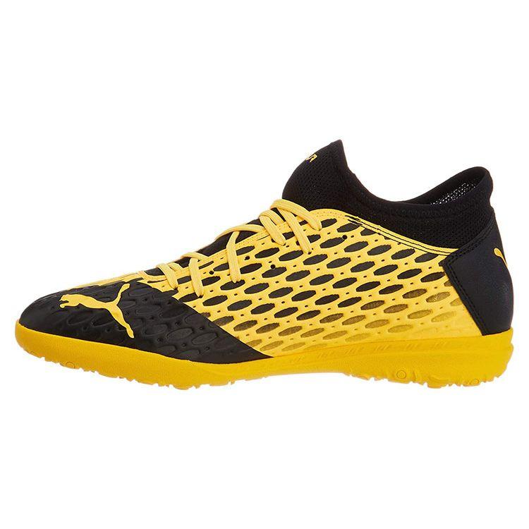Puma Future 5.4 Round Toe Lace-Up TT (Rubber Studs) Soccer Shoes Men Soccer Shoes Black Yellow 105803-03