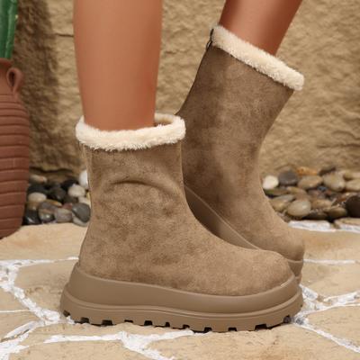 Женские ботильоны в корейском стиле, теплые хлопковые туфли для женщин, новая утолщенная пушистая обувь для улицы, женские зимние ботинки на толстой подошве