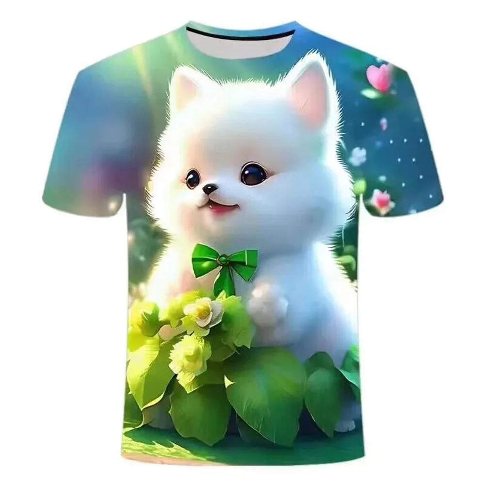 Summer T-Shirts 3D Print Animal Dog O-Neck T Shirt Casual Boys Girls Tops Fashion Kids Tees Harajuku Children Clothing