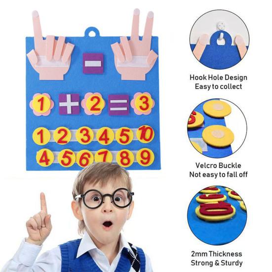 1 Set Kids Felt Math Board with 1-10 Numbers Operation Symbols Addition Subtraction Preschool Learning Kindergarten Educational Toddler Arithmetic