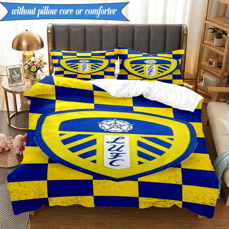 3PCS Leeds Crest Design Printed Soft Bedding Set,Including 1pc Duvet Cover And 2pcs Pillowcases Perfect for Bedroom, Dormitory, Fan gift