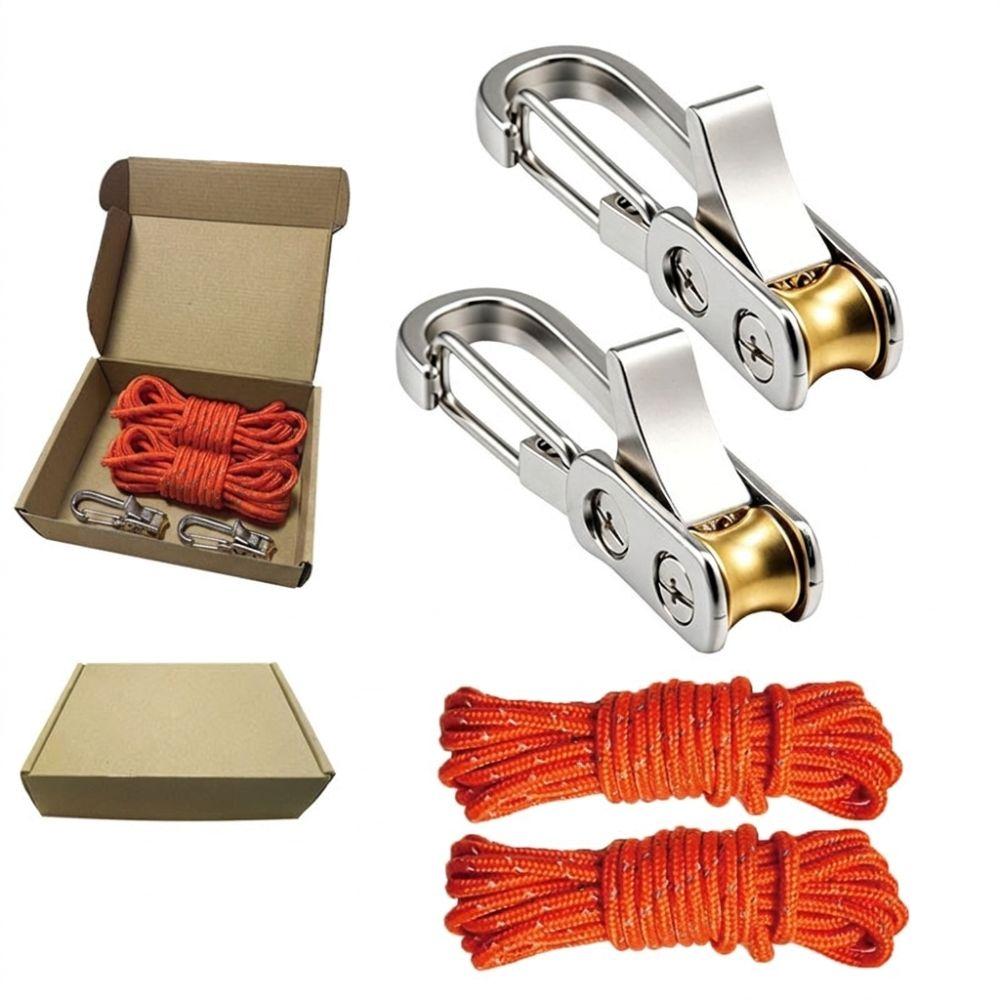 2Pcs/Set Heavy-duty Rope with Roller Tensioner Labor-saving Retractable Tie Down Rope Tent Setup